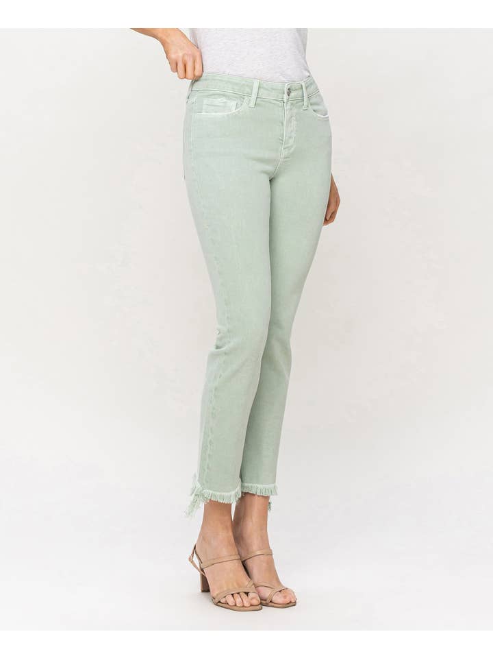 MINT MID RISE CROP STRAIGHT JEANS V3370MI for wholesale on Faire