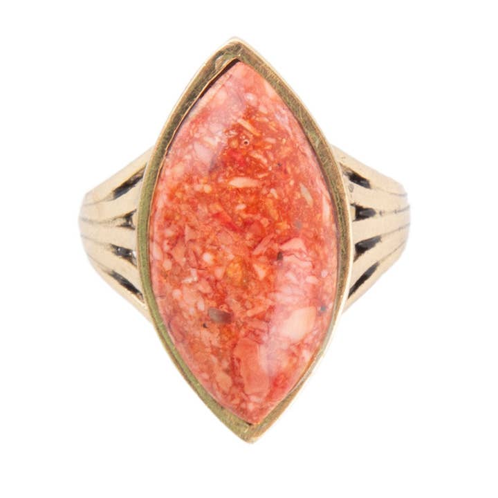 Barse Jewelry – wholesale Cocktail/Statement Ring – Orange svampkorall gnistring
