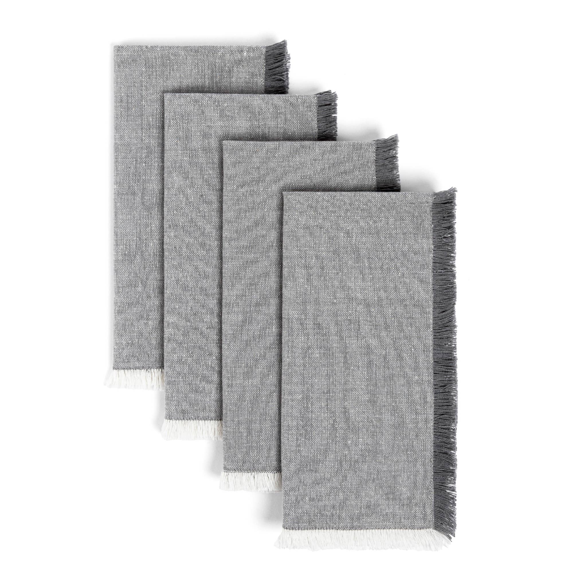 over&back - Wholesale Dinner & Cloth Napkin - Frayed Chambray Napkins – Set of 46