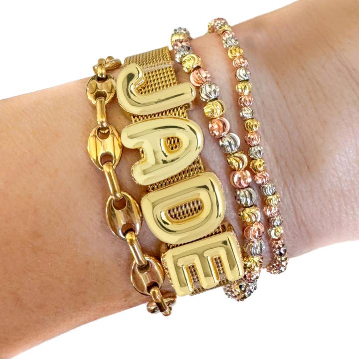 Savvy Bling - Vendita all'ingrosso Braccialetto con ciondolo/pendente - Braccialetto con ciondolo personalizzato con nome iniziale a bolle