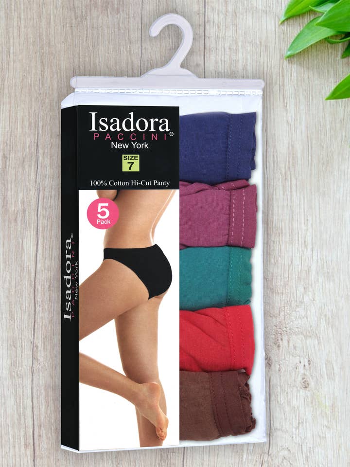Isadora, Tipi toe, & James Fiallo - Wholesale Underwear - Women's - Isadora Women's 5 Pack Hi-Cut Colored Underwear3