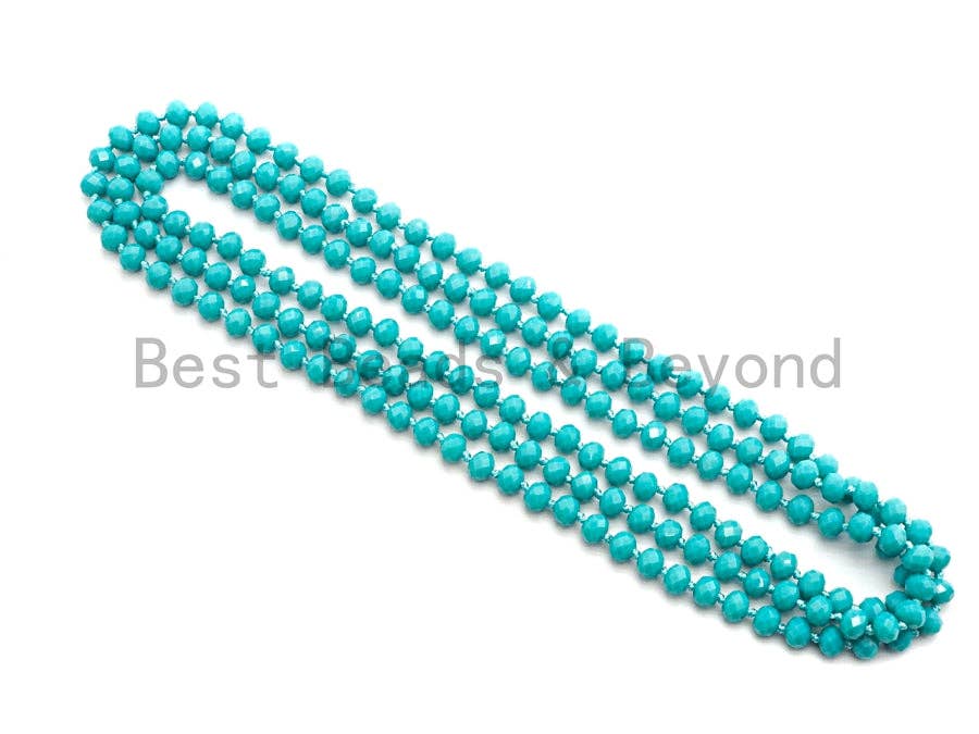 BestBeads&Beyond - Wholesale Beaded/Pearl Necklace - 60" Extra Long Hand Knotted Crystal Necklace, sku#D351