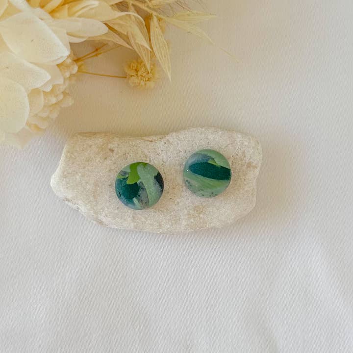 Pollie & Res - Wholesale Dangle earrings - Green Marbel1