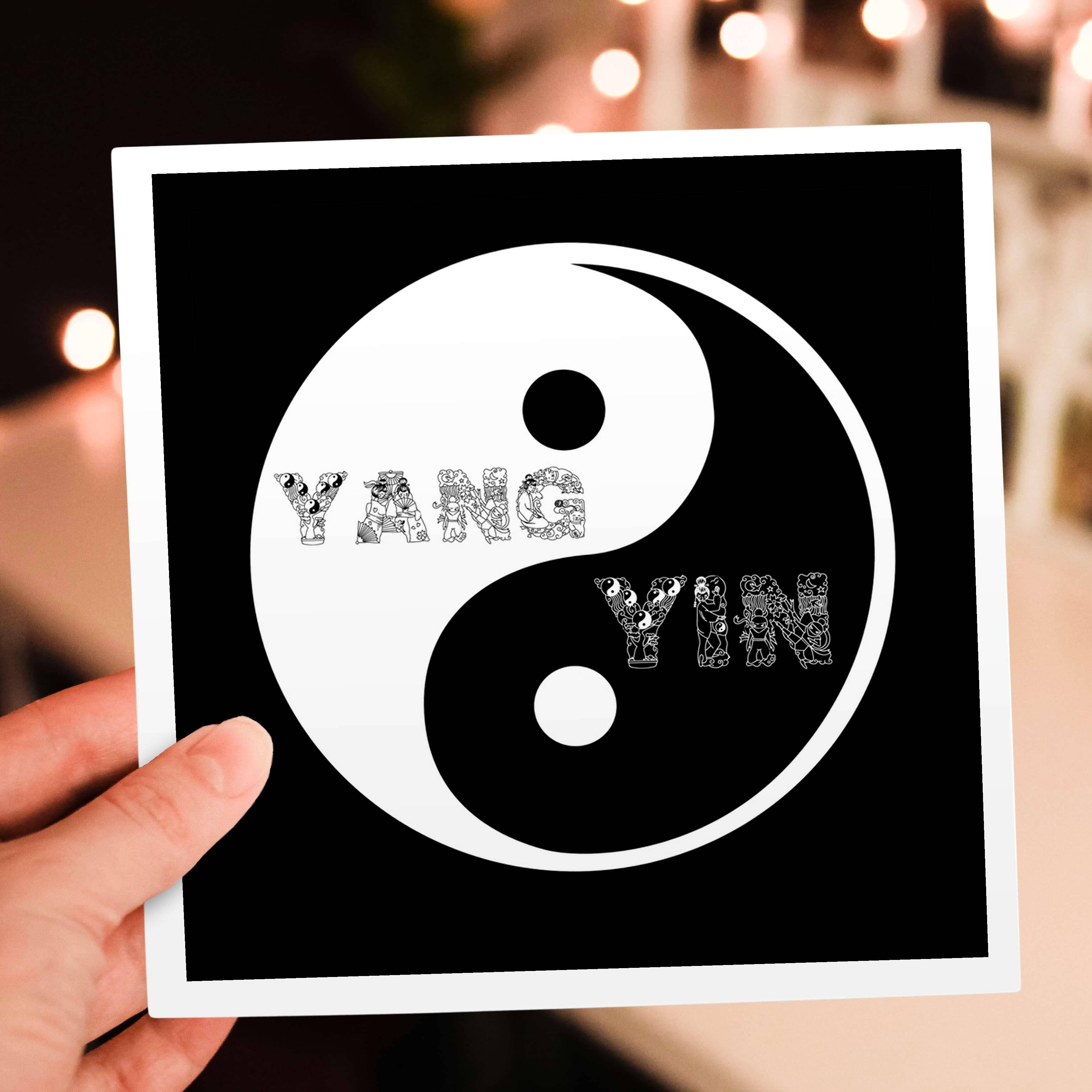 3dRose - Wholesale Everyday Greeting Card - 3dRose, Circular Taijitu Yin and Yang symbol on black background, Greeting Card5