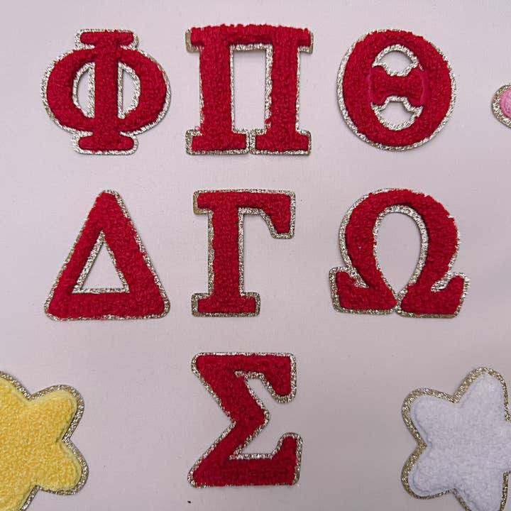 Chicbaby LLC - Wholesale Patch - 2'1 Sticker Iron on, red, Greek chenille letters, Sorority1