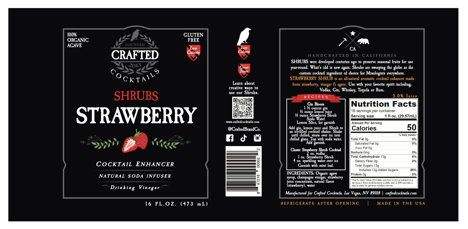 Crafted Cocktails - Wholesale Cocktail Mix/Syrup - Strawberry Shrub - Cocktail Enhancer & Soda Flavoring9