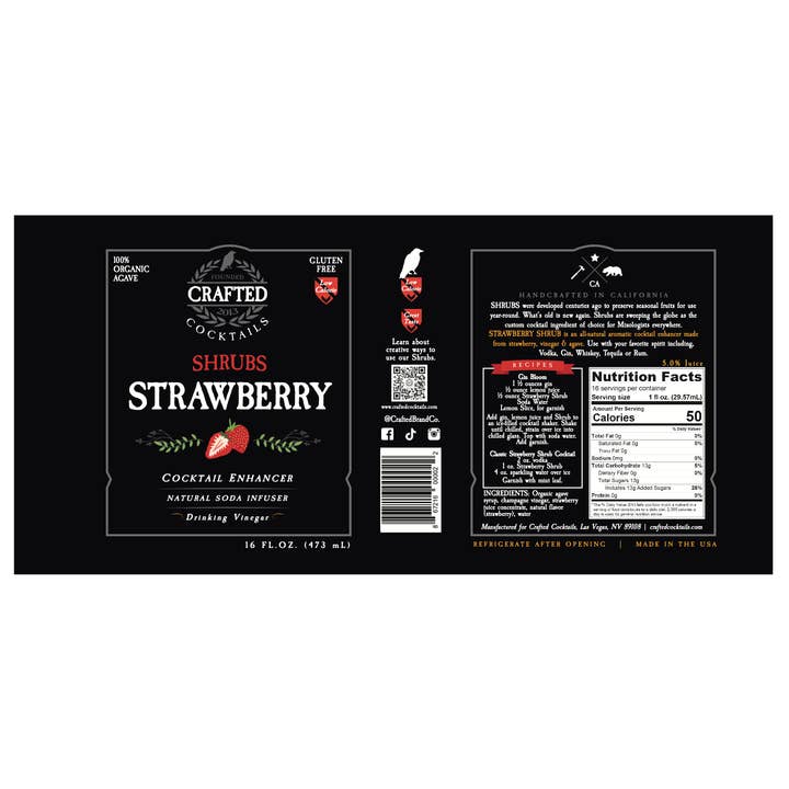 Crafted Cocktails - Wholesale Cocktail Mix/Syrup - Strawberry Shrub - Cocktail Enhancer & Soda Flavoring9