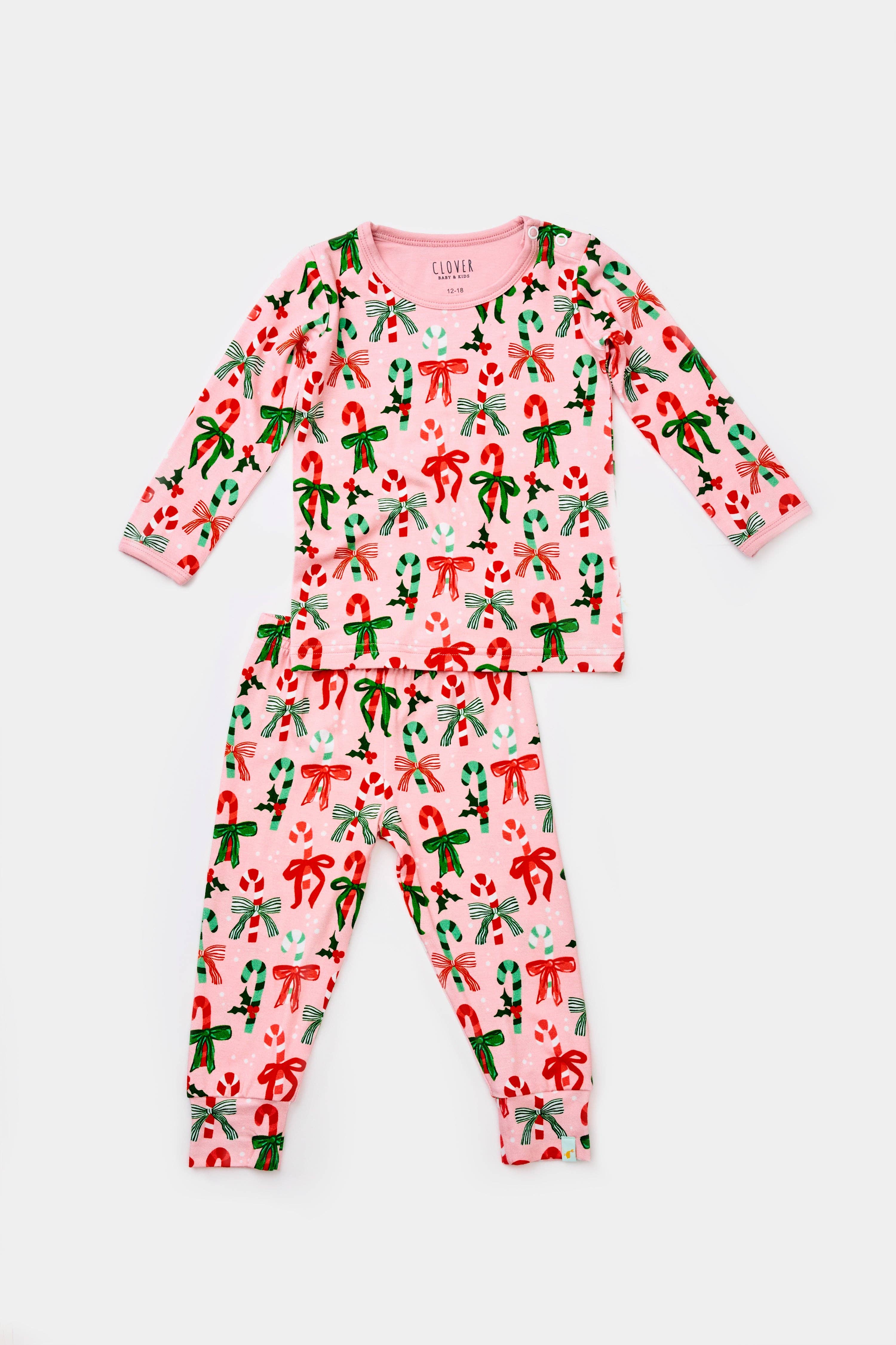 Clover Baby & Kids - Wholesale Sleepwear Set - Kids - Long Sleeve Pajama Set - Candy Canes1