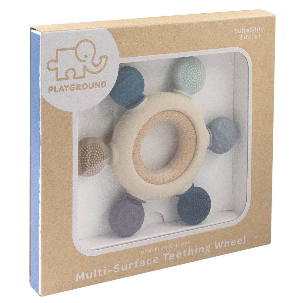 Living Textiles - Wholesale Teether (Not Clip-On) - Baby - Multi-Surface Teething Wheel - Steel Blue5