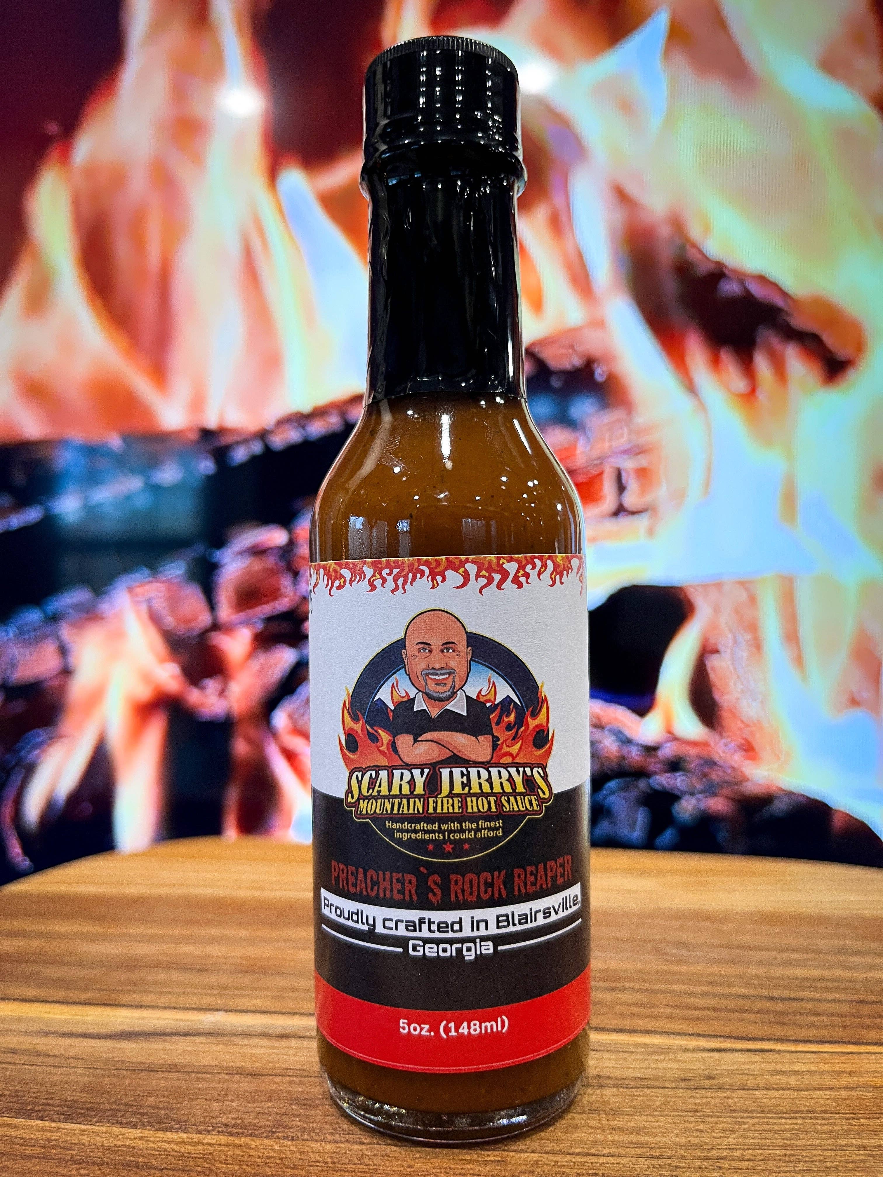 Scary Jerry's Mountain Fire Hot Sauce - Wholesale Hot Sauce - Preacher's Rock Reaper Hot Sauce3
