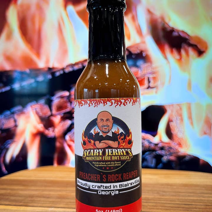 Scary Jerry's Mountain Fire Hot Sauce - Wholesale Hot Sauce - Preacher's Rock Reaper Hot Sauce3