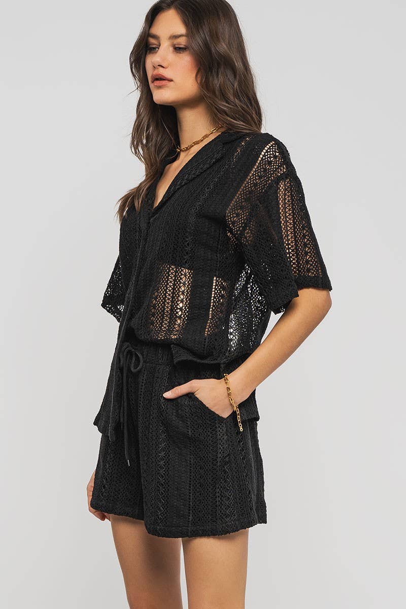 Urban Daizy - Wholesale Button Down Shirt - Women's - Open Knit Button-Down Oversized Shirt15