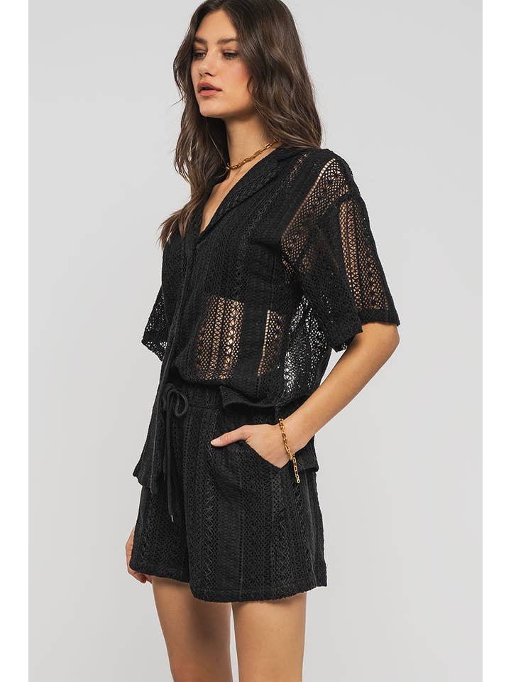 Urban Daizy - Wholesale Button Down Shirt - Women's - Open Knit Button-Down Oversized Shirt15