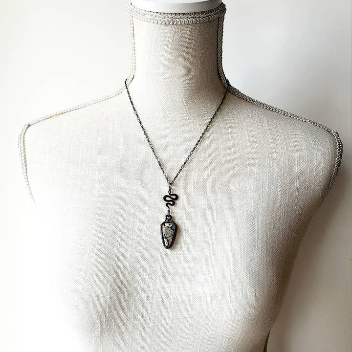 MergingMetals - Wholesale Pendant/Charm Necklace - Snakeskin Agate Coffin Necklace // Electroformed Jewelry 4