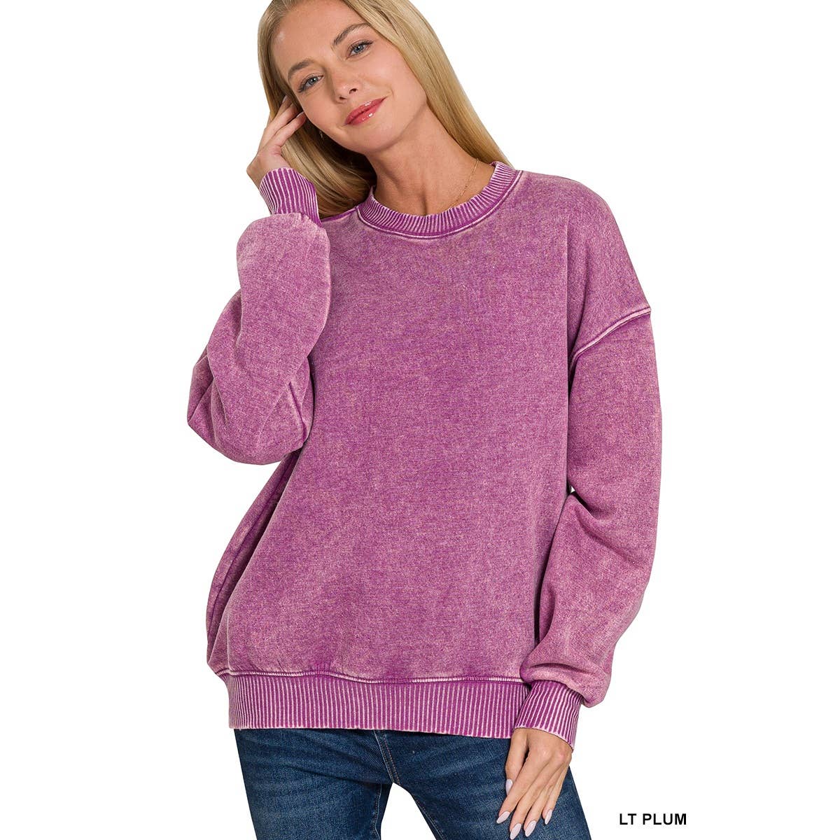 Apolline - Wholesale Sweatshirt - Women's - ACID WASH FLEECE OVERSIZED PULLOVER5