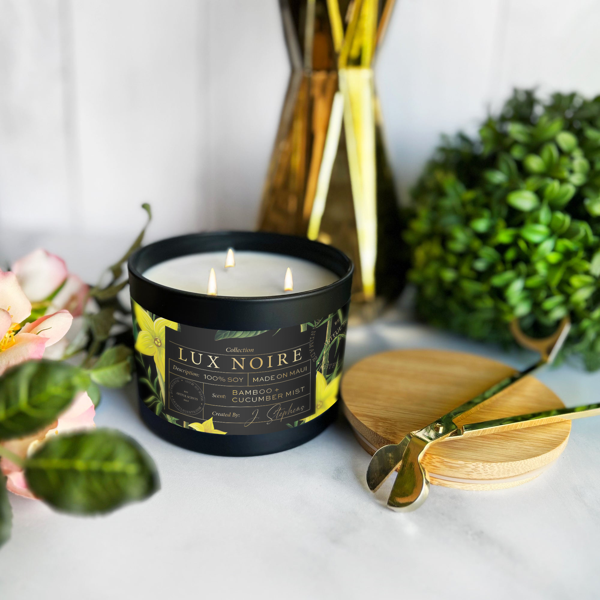 Artful Scents – Vela em jarro/copo por atacado – Lux Noire - Bambu + Névoa de pepino1