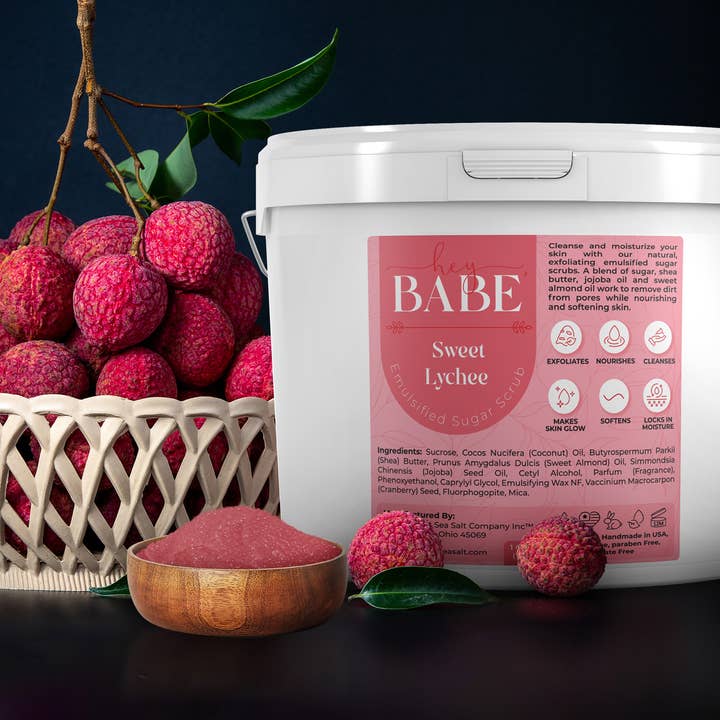 The Midwest Sea Salt Company - Wholesale Body Scrub/Exfoliant - Hey, Babe Emulsified Sugar Scrub - Sweet Lychee - 128oz