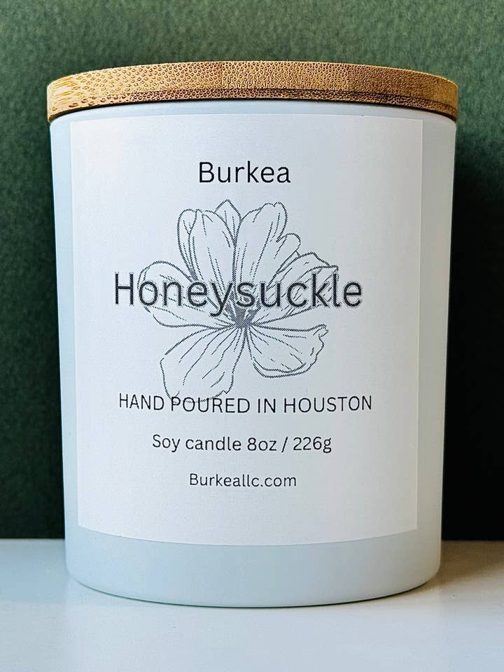 Honeysuckle 8oz soy candle for wholesale by Burkea llc