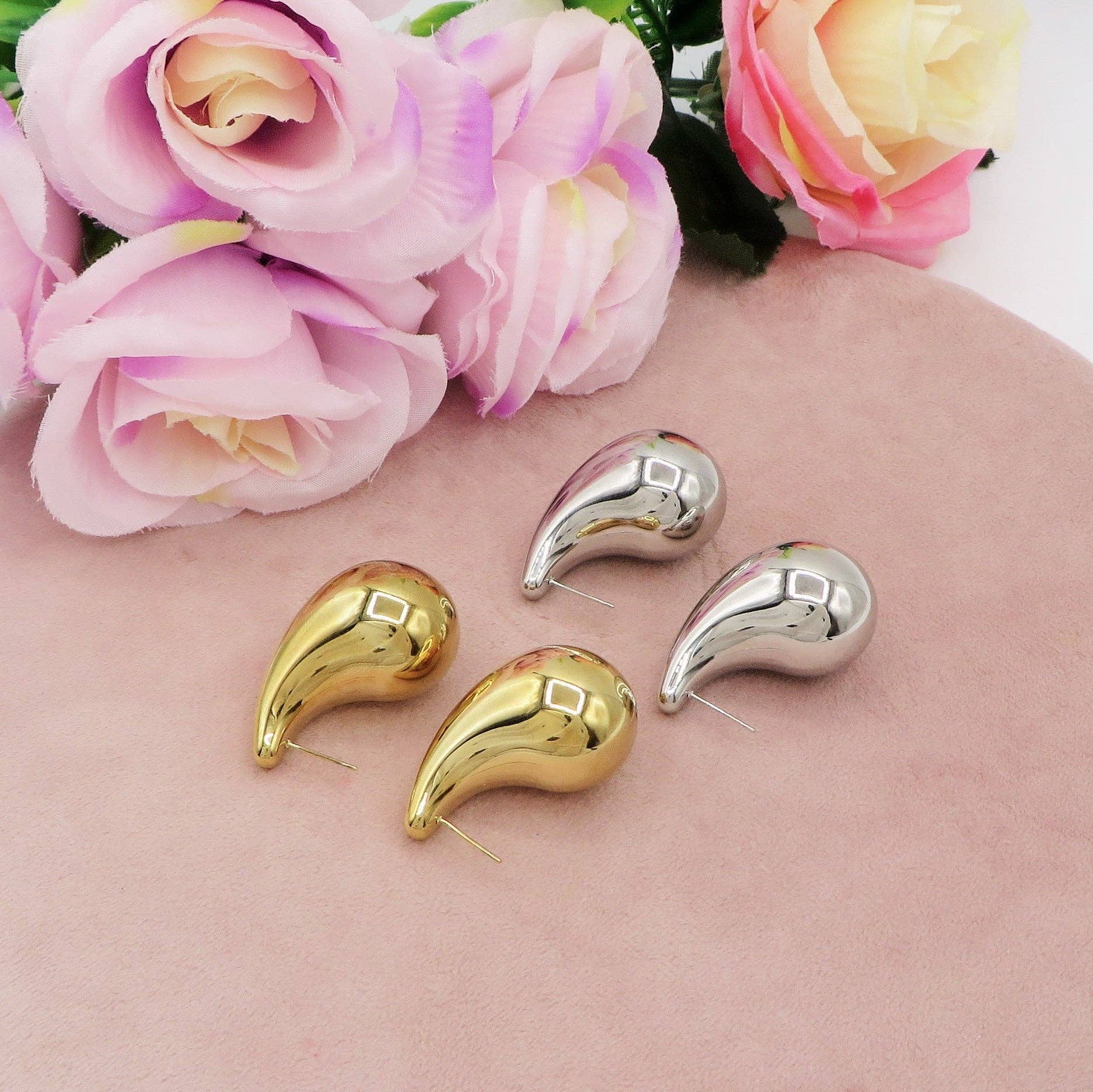 Daemon srls – Engroshandel Hængeøreringe og creoløreringe – DROP 4 størrelser - rustfrit stål ~ par tunge dråbeøreringe29