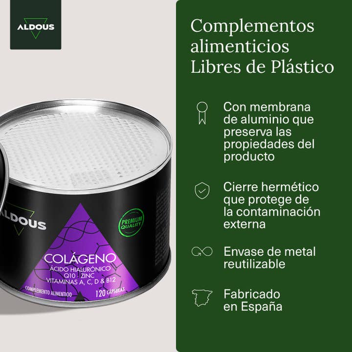 Aldous Bio - Venta al por mayor Suplementos/vitaminas para beber - Colágeno con Ácido Hialurónico Aldous | 120 cápsulas