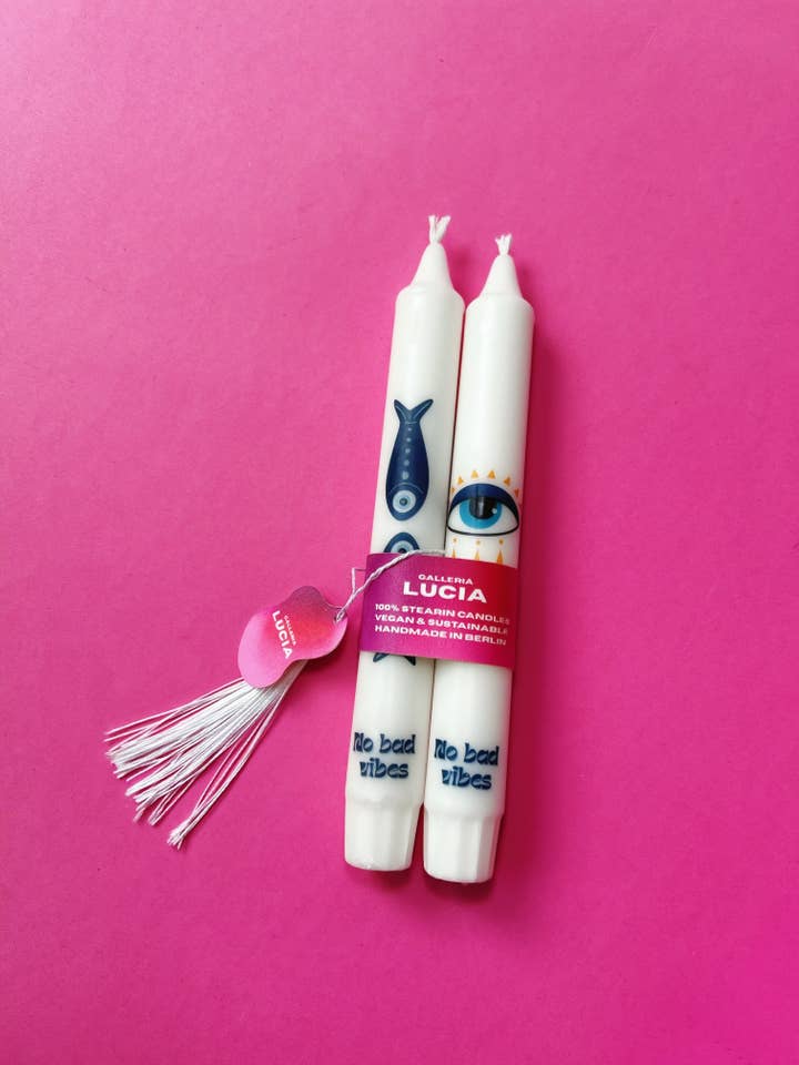 Handmade dinner candles|Set of 2|Vegan Stearin | Evil Eye for wholesale by Galleria Lucia