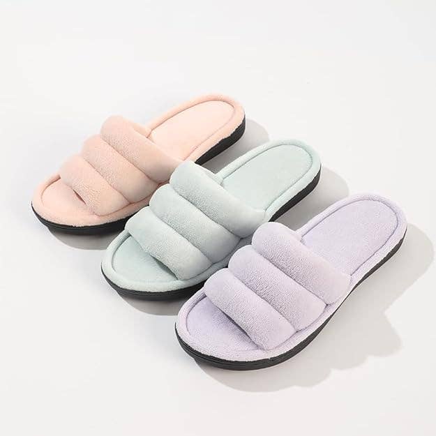 Roxoni - Vente Chaussons – femme - Pantoufles luxueuses en polaire corail - Haut rembourré en coton unique3