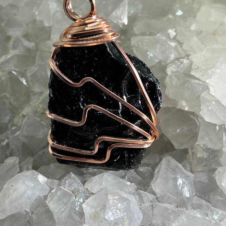 Black Obsidian Med Copper Pendant for wholesale by Best South Gems