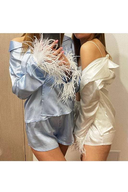 Queen Fashion – wholesale Pyjamasset - Dam – silkeslen topp och shorts nattkläder8