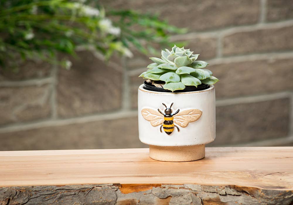Abbott - Wholesale Plant Pot - Sm Single Emboss Bee Planter-3"H1