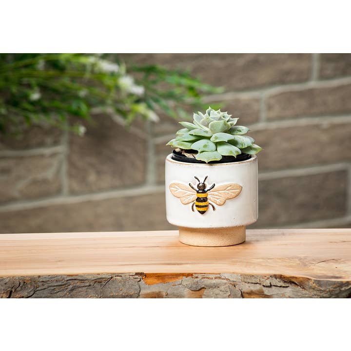 Abbott - Wholesale Plant Pot - Sm Single Emboss Bee Planter-3"H1