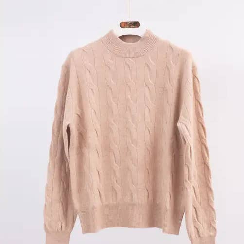 Twisted wool and cashmere turtleneck sweater – HYC2987 for wholesale by Cecile Wang