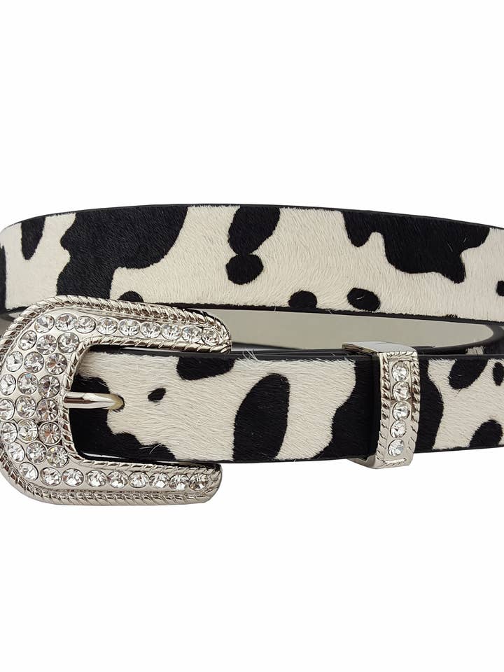 Western Crystal Buckle and Loop w. Genuine Cow Hair Belt for wholesale by Axesoria West