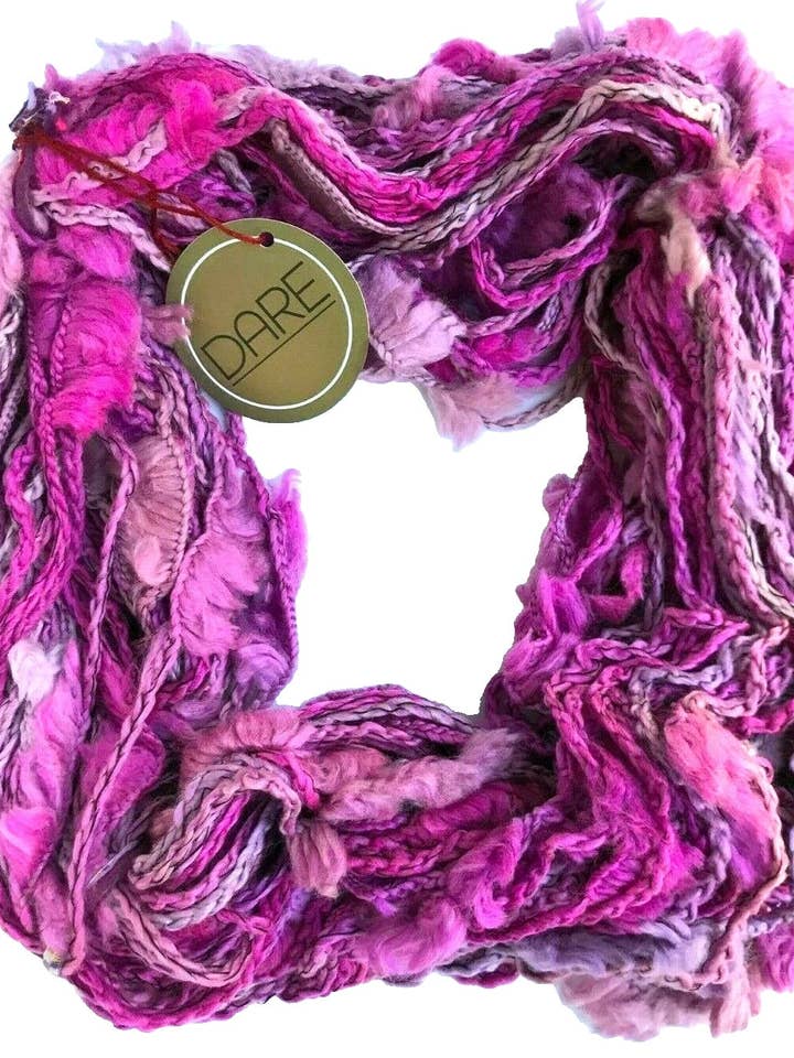 Euro Yarns KFI DARE #3 Hot Pink Mauve Lilac 200g Fringe Novelty Yarn Skein for wholesale by Garmy Books
