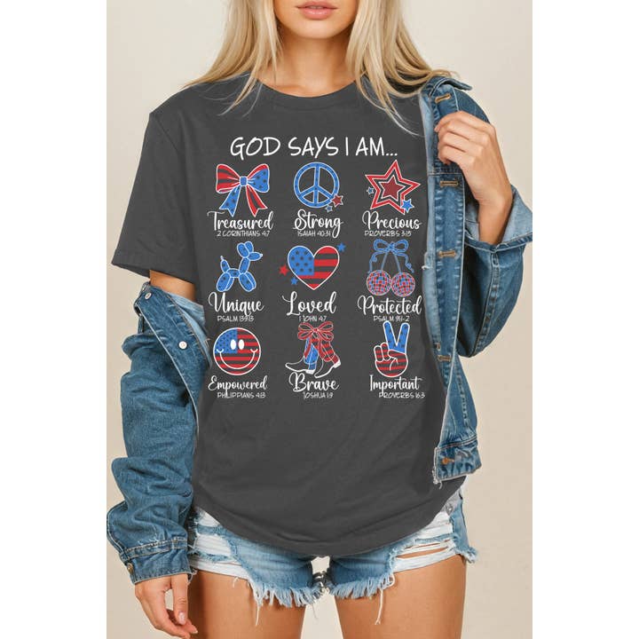 Gud säger att jag är kortärmad T-shirt för wholesale av Amused by Blue