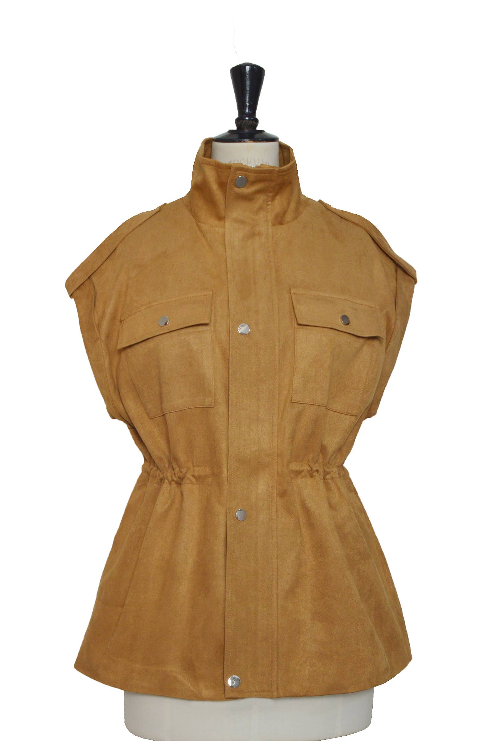 ELLI WHITE – wholesale Väst - Dam – Ärmlös safariväst i mockaimitation6