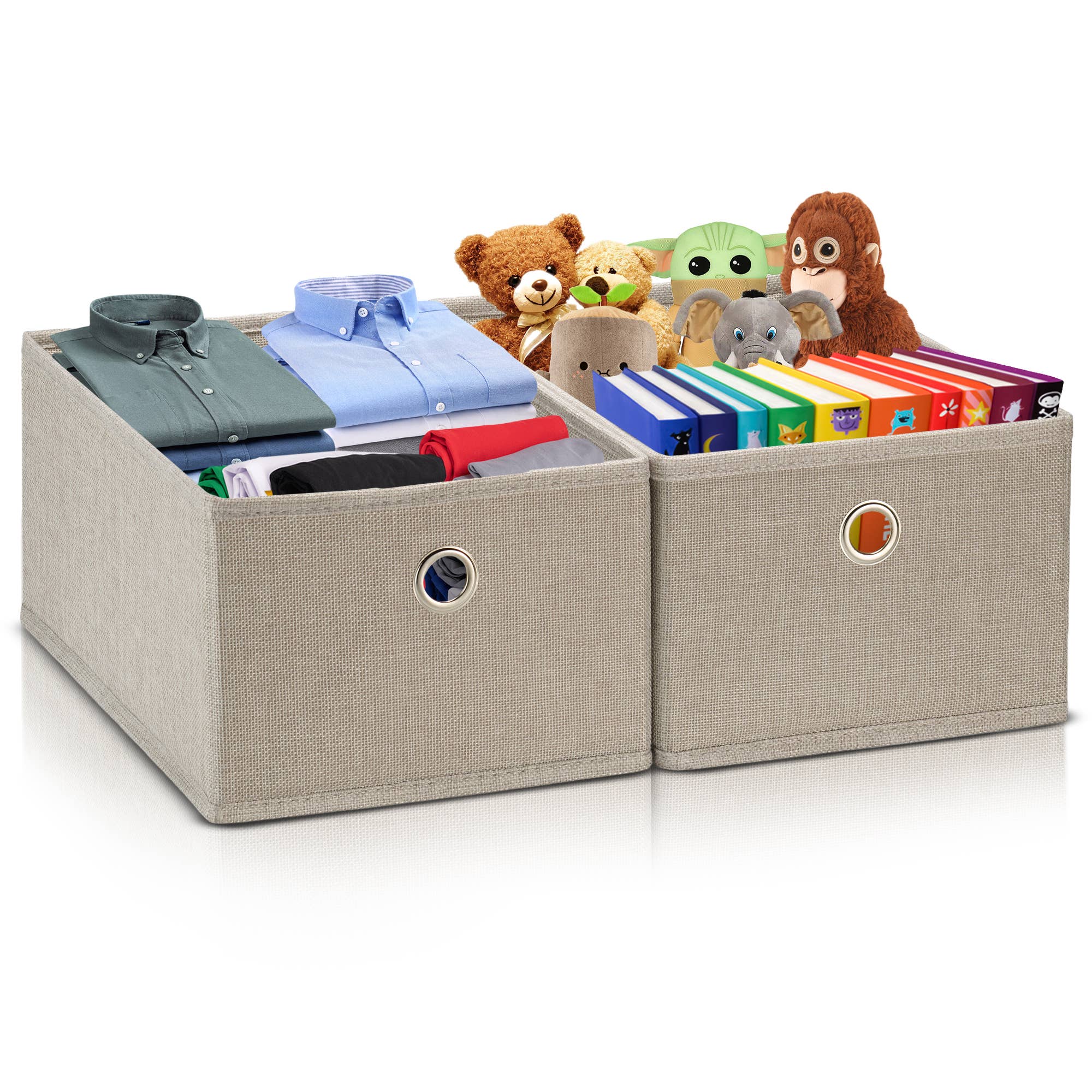 HOMEHAVEN - Wholesale Storage Bin - Fabric Bins W9xH6xL13.75" for Shelves, Set of 2, Grey1