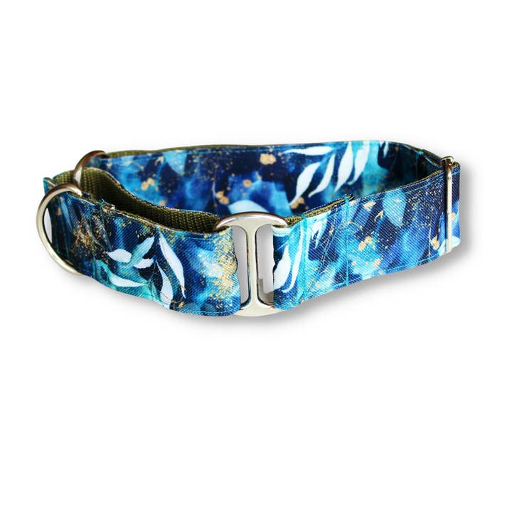 Collier pour chien - Glitter & Leaves - Tissu en toile écologique pour la vente par Bloom Paws