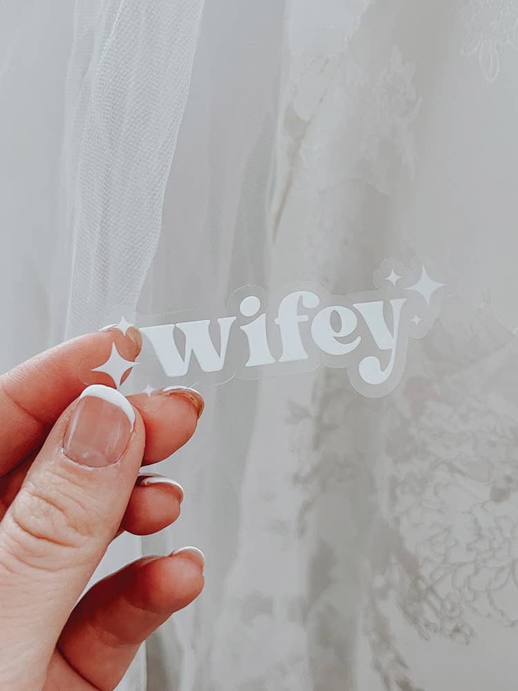 Maddon and Co - Wholesale Sticker - Wifey Sticker - Clear & White1