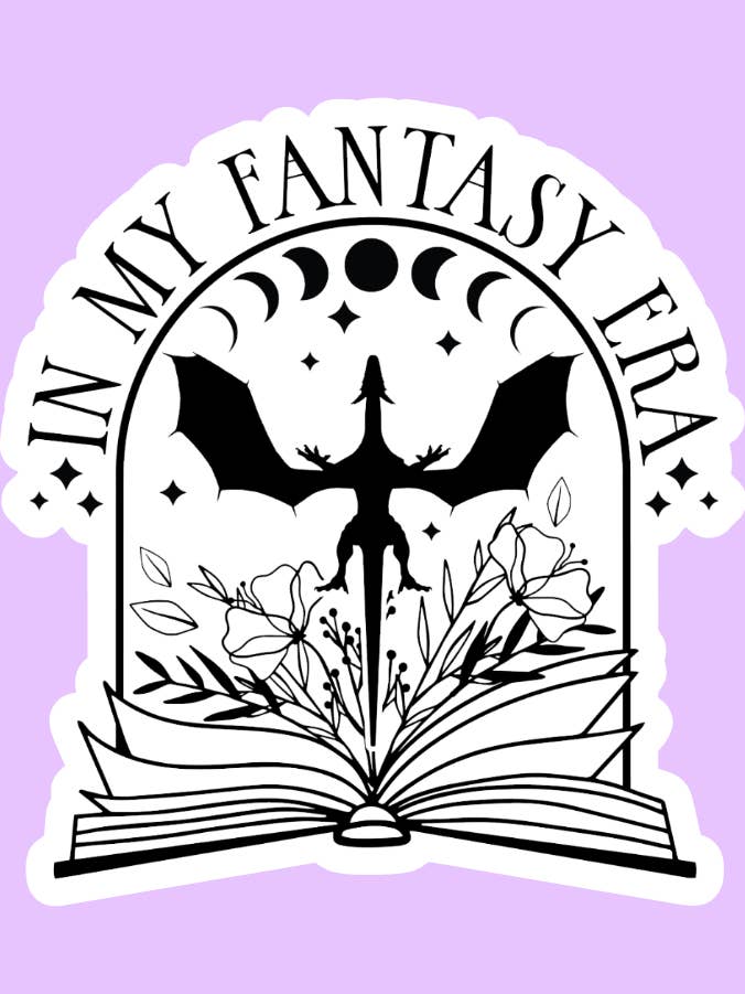 In My Fantasy Era Dragon Bookish Sticker for wholesale by Shadows of Sunshine