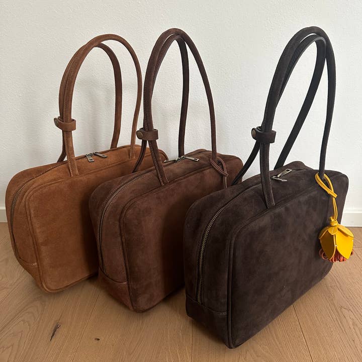 Zhade - Wholesale Top Handle Bag - Women's - CLARA BIG - genuine suede leather shoulder bag made in Italy13