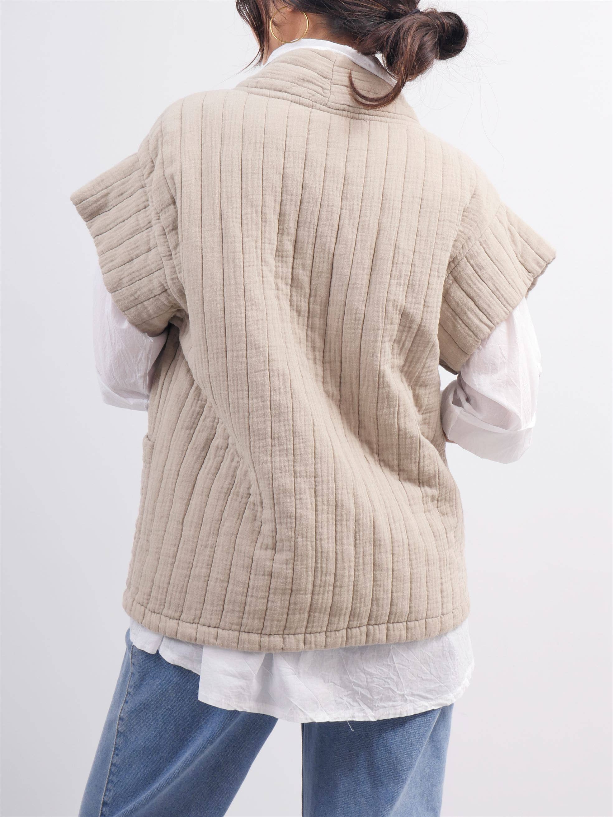 Cecile Wang – Großhandel Jacke – Damen – Gesteppte Kurzarmjacke mit Stickerei DT91893