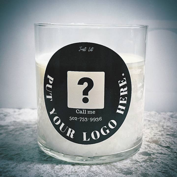 Customize our candles with your logo or brand for wholesale by Just Lit Candle Co.