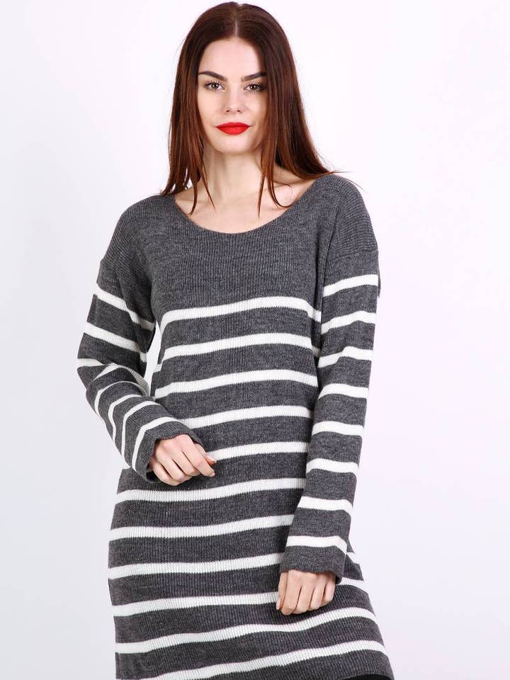 VICTORIA graue Matrosen-Tunika mit Rundhalsausschnitt für den Großhandel von MACMAX