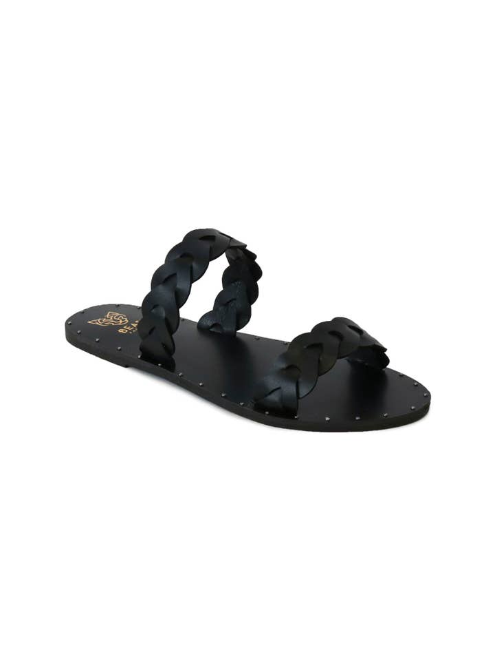 Black ELI-09 Double Braided Slide Sandals for wholesale on Faire