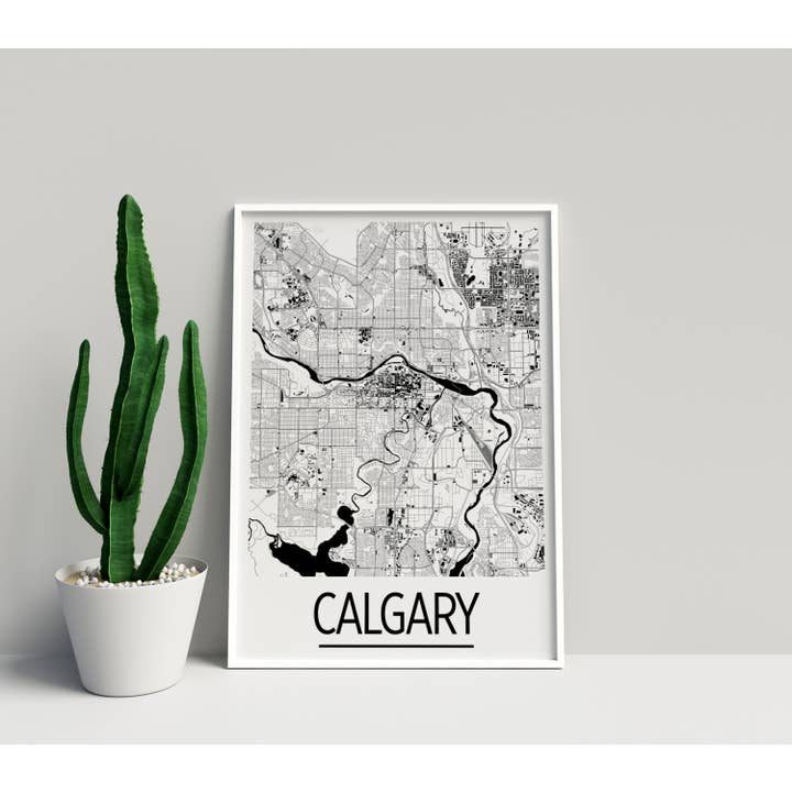 8" x 10" Calgary Map Print - Art Deco Style for wholesale by ILIKEMAPS