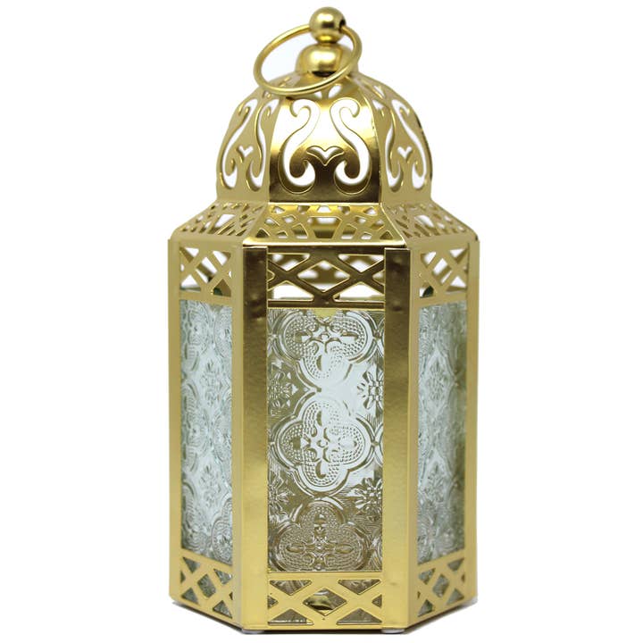 WholesaleMart - Wholesale Candle Holder - Gold Moroccan Candle Lantern Holder, Small