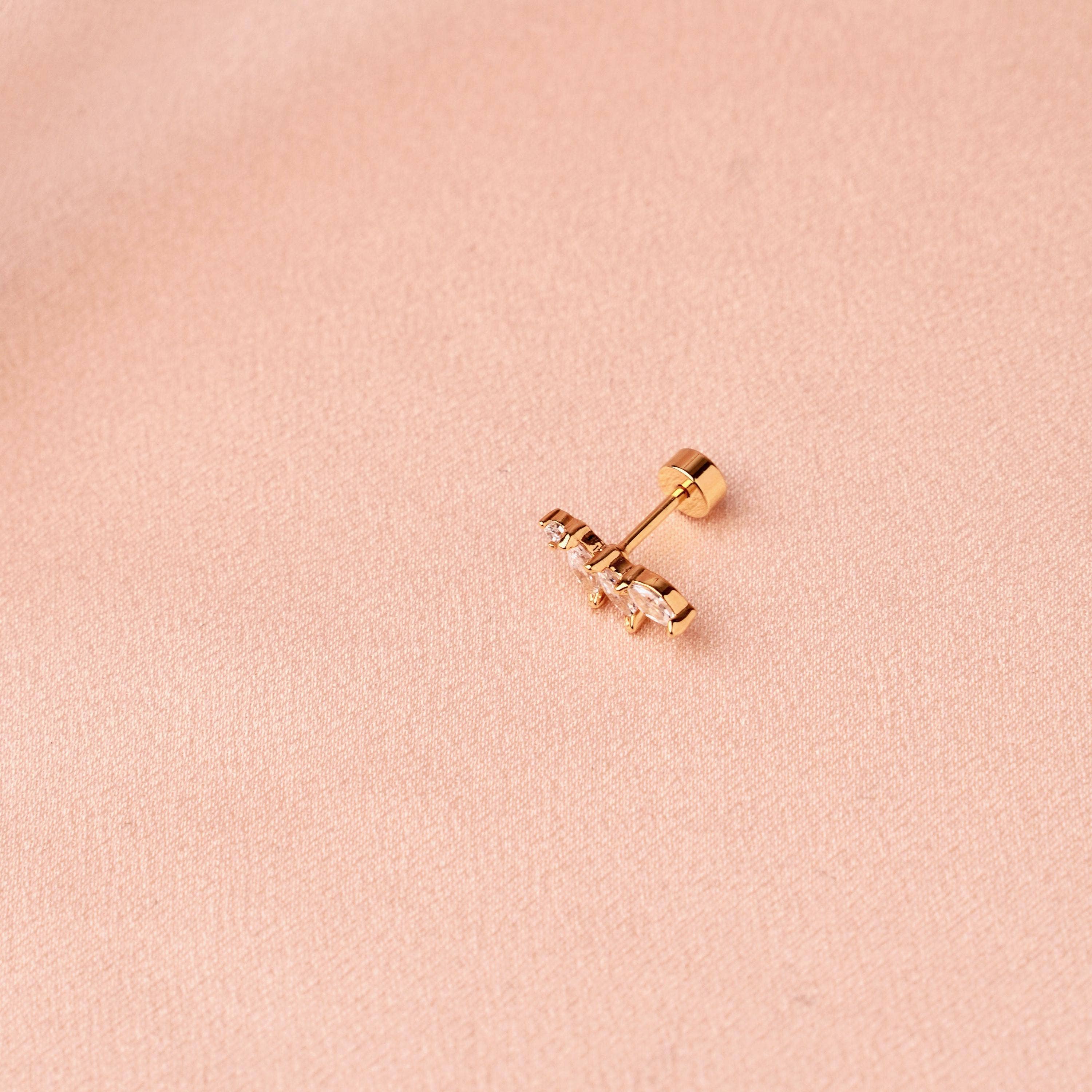 Victoire Collection - Wholesale Single Earring - Stainless steel and zirconia ear piercing4