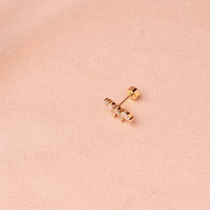 Victoire Collection - Wholesale Single Earring - Stainless steel and zirconia ear piercing4