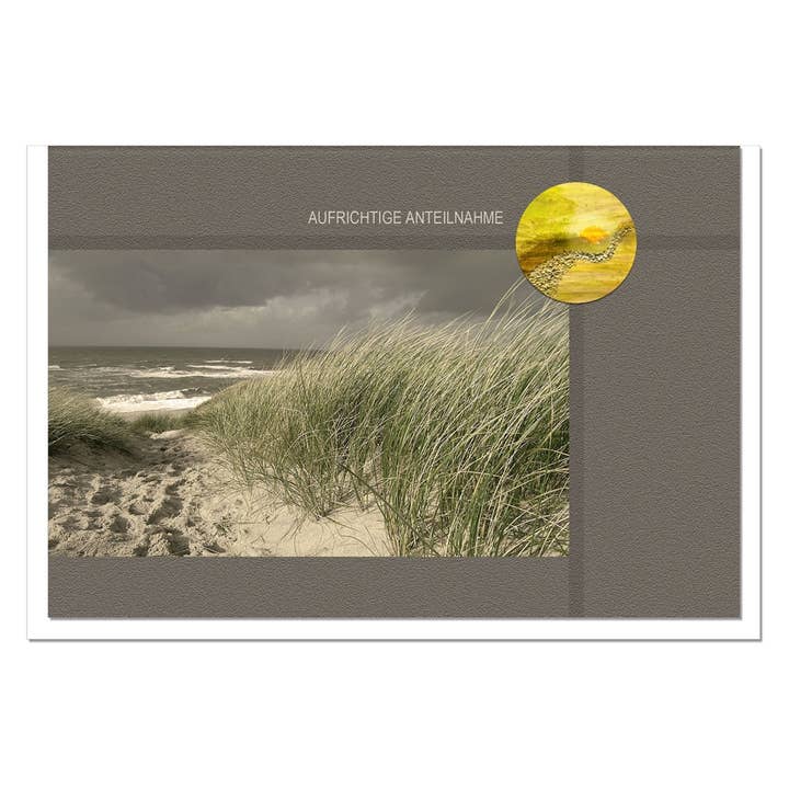 metALUm Sympathy Card B6 with 3D Decoration – Motif Dune Path by the Sea – Sincere Condolences for wholesale by metALUm