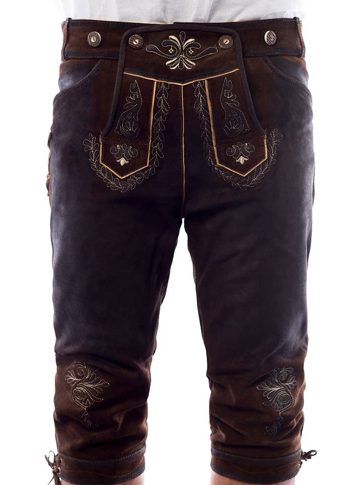 Lederhose Starnberg Long Darkbrown - Party Costume for wholesale by Partychimp